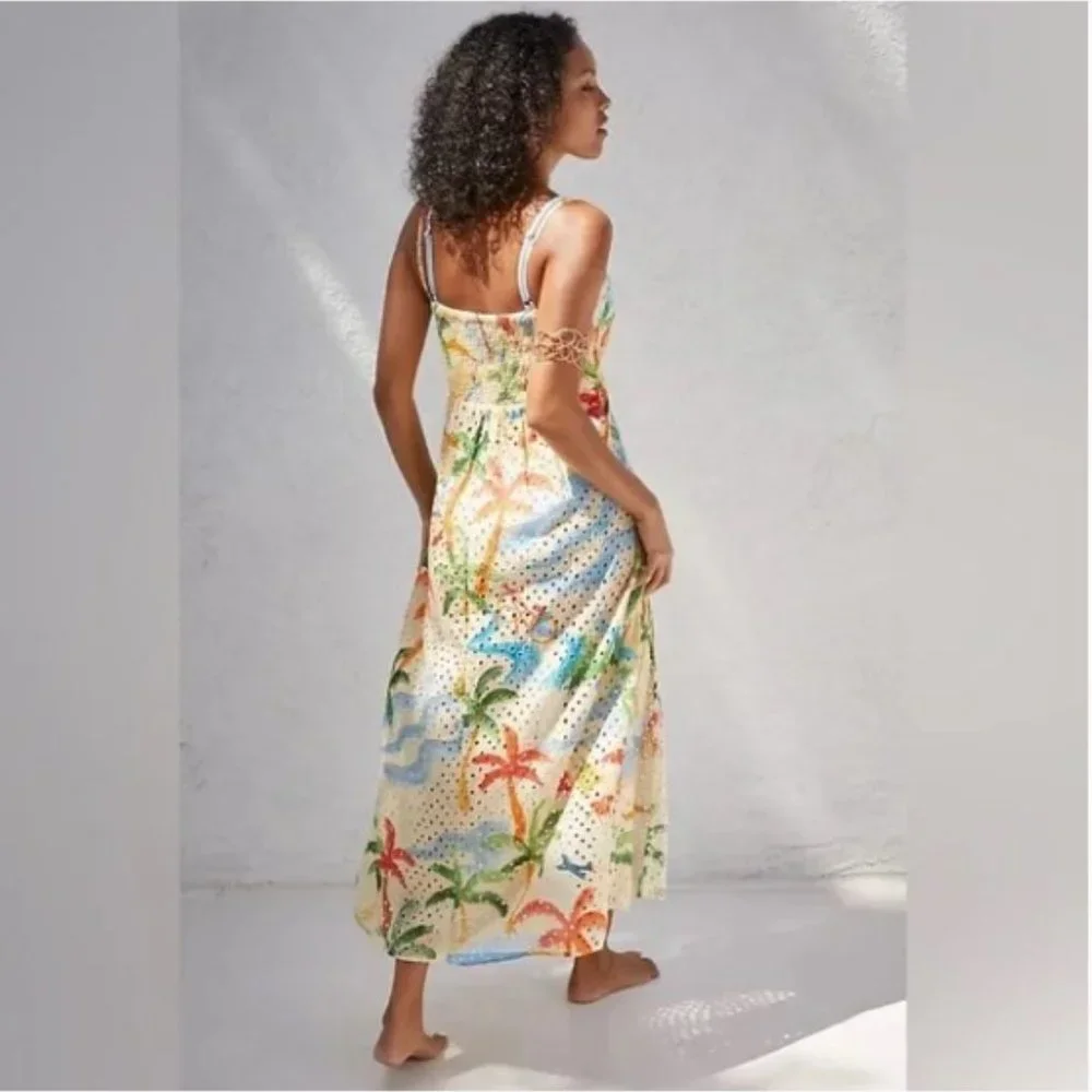 NEW Anthropologie | Farm Rio Copacabana Cover Up Dress Tropical Eyelet Maxi - Picture 5 of 7